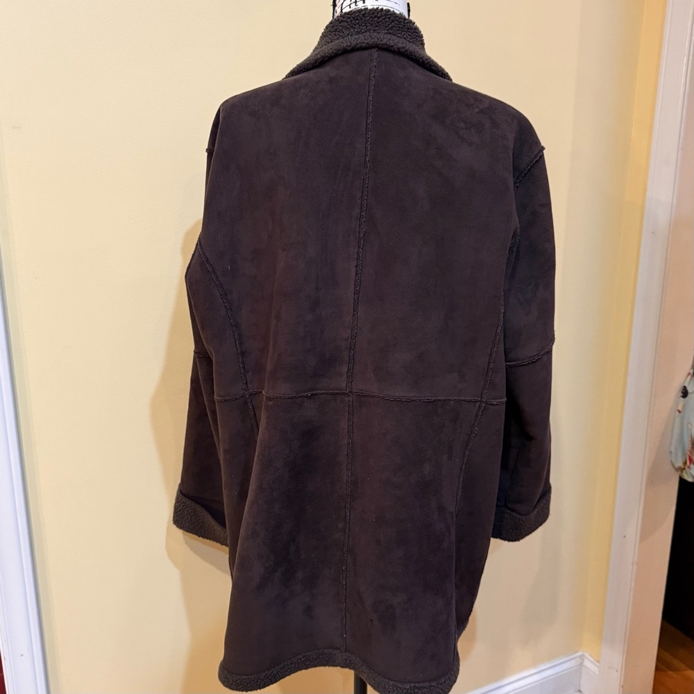 Weatherproof Women's Dark Brown Faux Suede Coat, XL - Picture 3 of 8